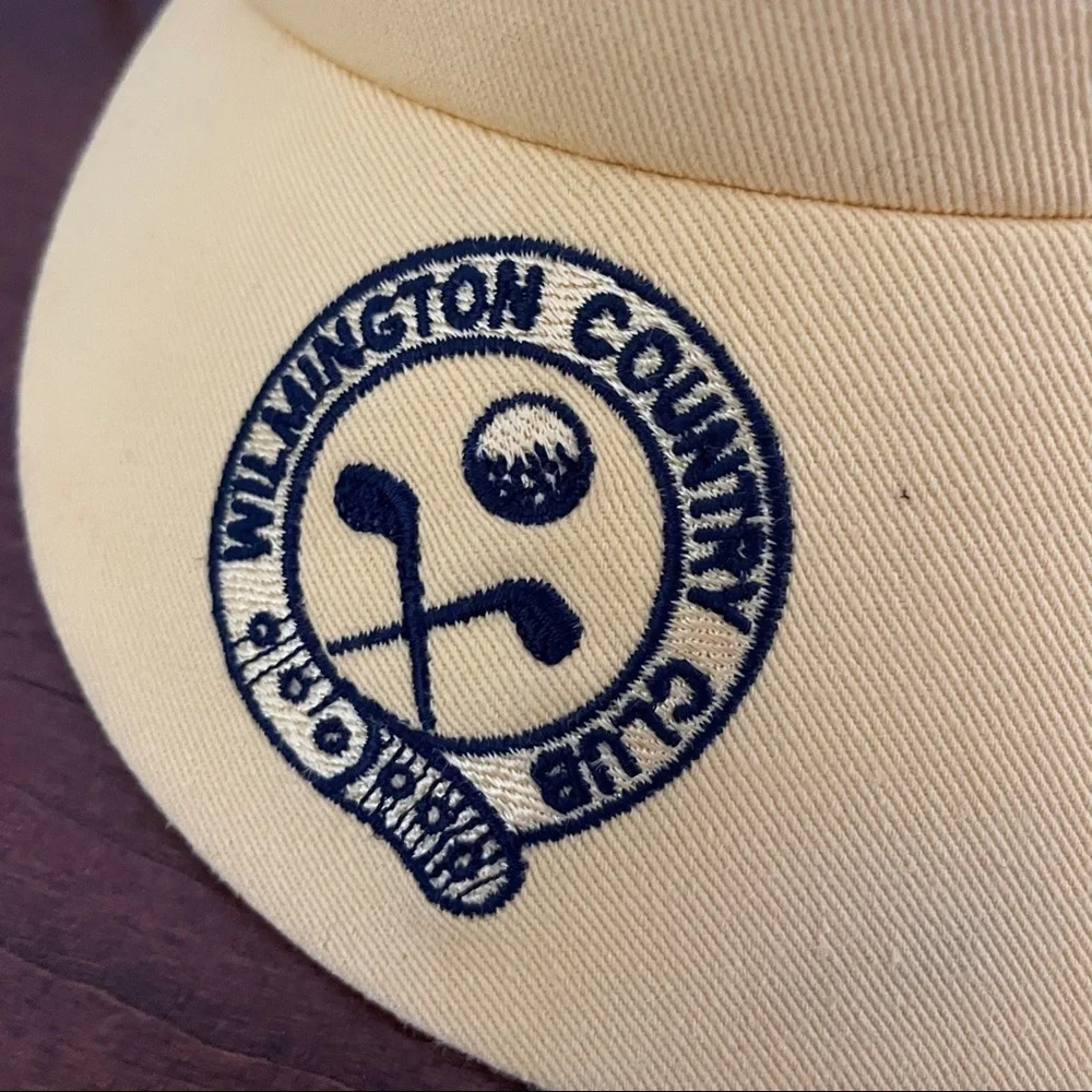Vintage Wilmington Country Club Visor Yellow Fabric 80s Terrycloth Preppy Golf - Picture 6 of 13